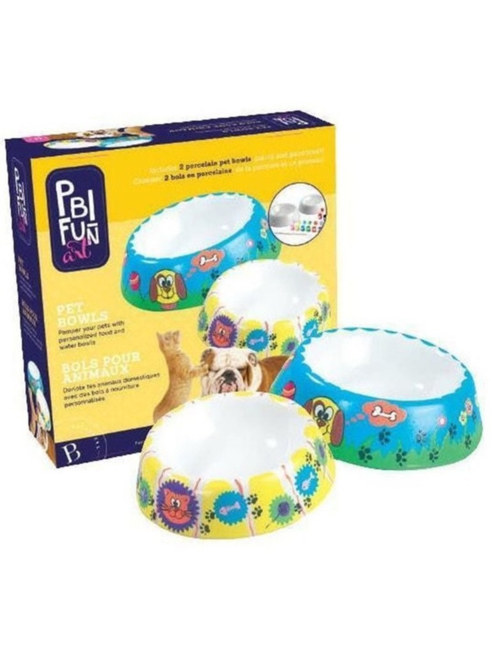 2 Porcelain Pet Bowls DIY Customize Paintyour own by PBI Fun Art SEALED New